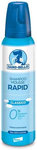 [908326337] SANO E BELLO SHAMPOO MOUSSE RAPID CLASSICO FLACONE 300 ML PER LAVAGGIO SENZ'ACQUA