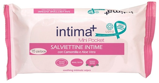 [923877789] INTIMA+ SALVIETTINE INTIME CON CAMOMILLA E ALOE VERA MINI POCKET 15 PEZZI