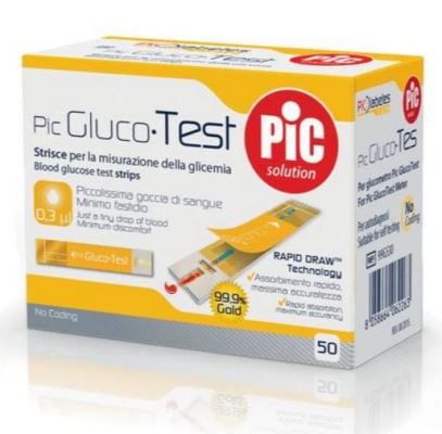 [927306629] STRISCE MISURAZIONE GLICEMIA PIC GLUCOTEST 50 PEZZI
