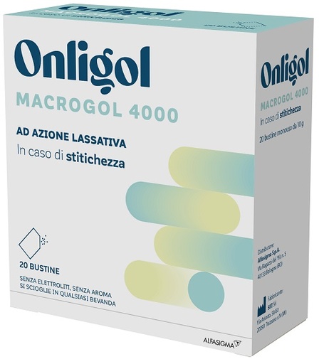 [930327008] ONLIGOL MACROGOL 4000 20 BUSTINE 10 G SENZA ZUCCHERO