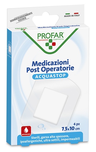 [931093924] ACQUASTOP MEDICAZIONE POST OPERATORIA 7,5X10 CM PROFAR MED 4 PEZZI