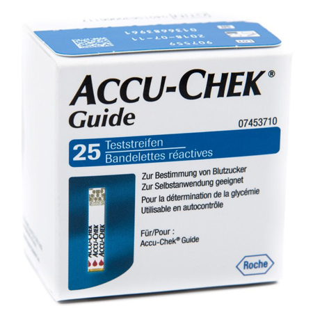 [938807664] STRISCE MISURAZIONE GLICEMIA ACCU-CHEK GUIDE 25 PEZZI CONFEZIONE RETAIL