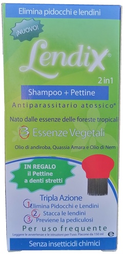 [970449563] LENDIX SHAMPOO PLUS 150 ML + PETTINE ANTI PIDOCCHI 2 IN 1
