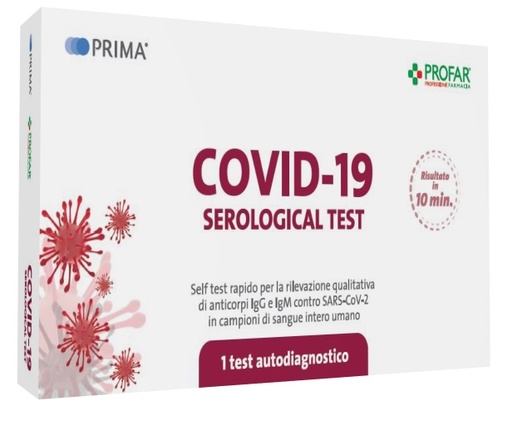 [981438878] TEST SIEROLOGICO RAPIDO COVID-19 PROFAR PRIMA AUTODIAGNOSTICO DETERMINAZIONE QUALITATIVA ANTICORPI IGG/IGM ANTI SARS-COV-2 NEL SANGUE MEDIANTE IMMUNOCROMATOGRAFIA