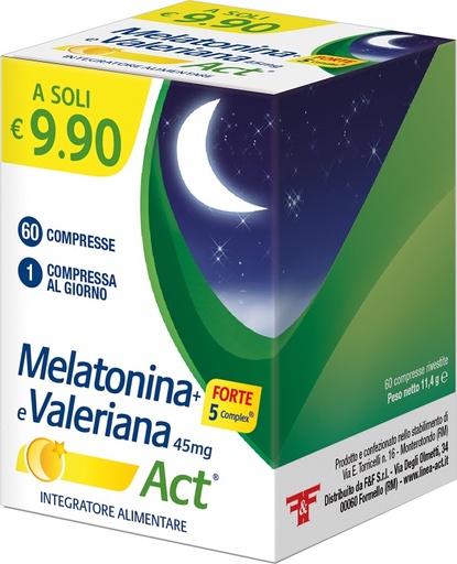 [924451913] MELATONINA+FORTE 5 COMPLEX E VALERIANA ACT 60 COMPRESSE
