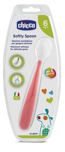 [925874873] CHICCO CUCCHIAIO MORBIDO SILICONE 6M+ ROSSO UP