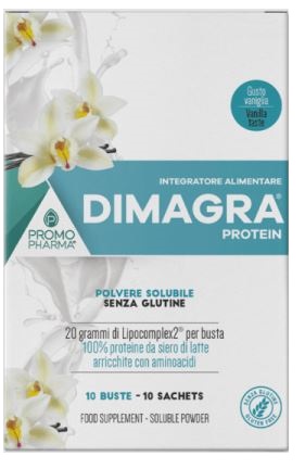 [934784430] DIMAGRA PROTEIN POLVERE SOLUBILE GUSTO VANIGLIA 10 BUSTINE